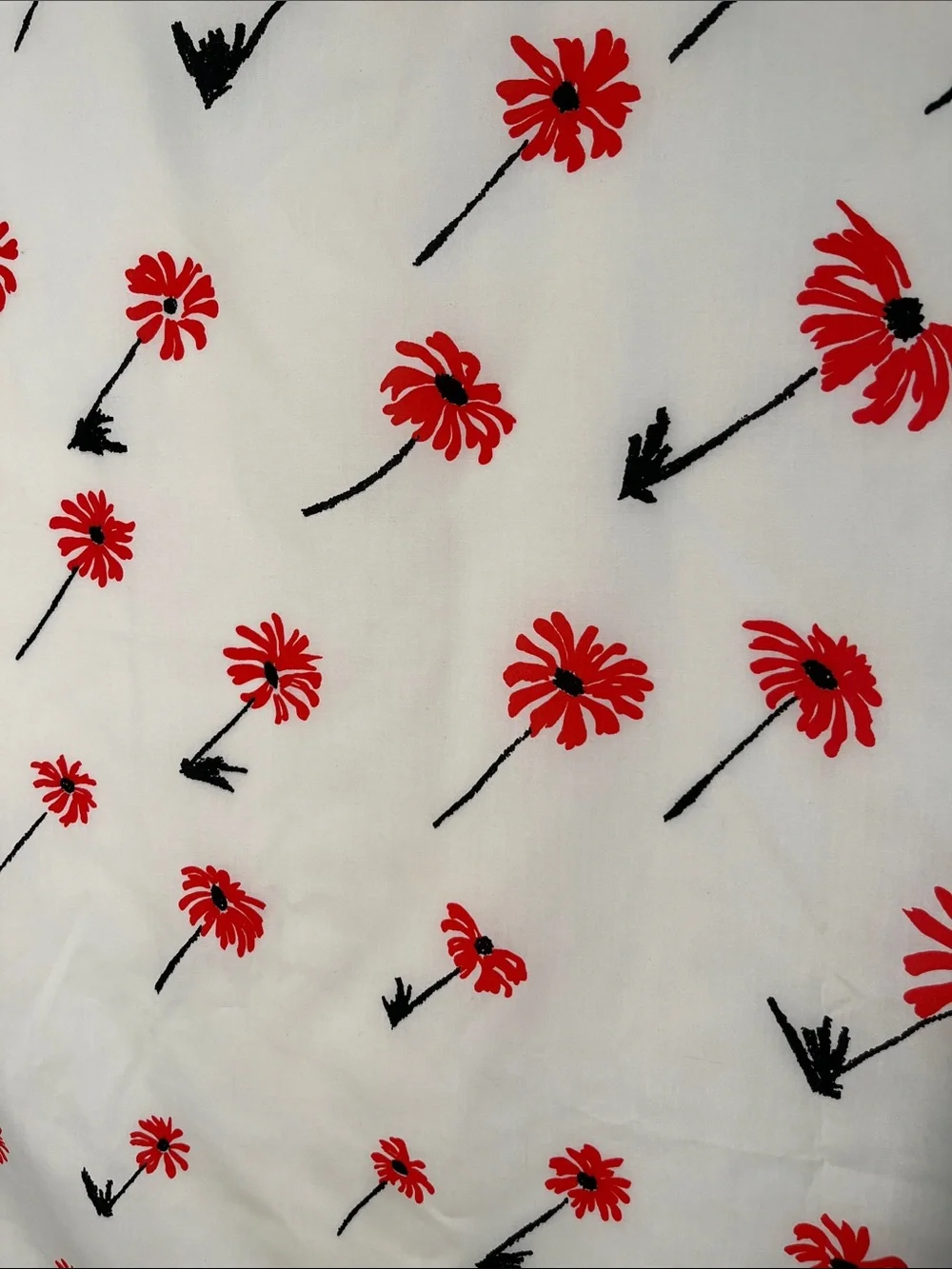 TANNER Summer Preppy Palm Graduating Orange/Red Abstract Floral Black Trim Scarf